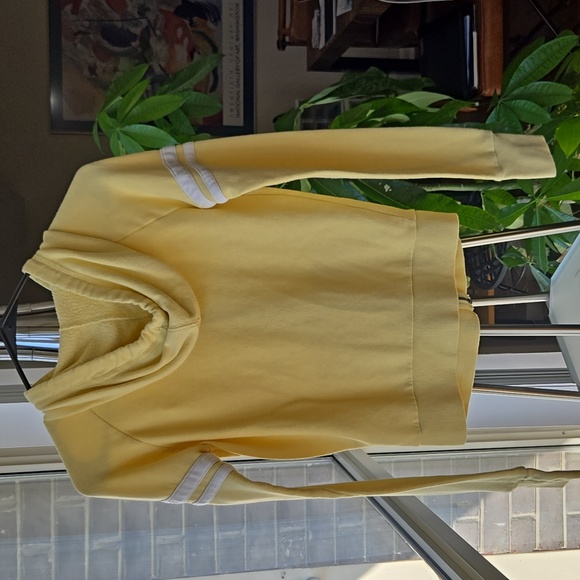 SO Yellow Zip Hoodie XS Thumbholes Varsity Stripe Cotton Blend Jacket - Picture 2 of 14